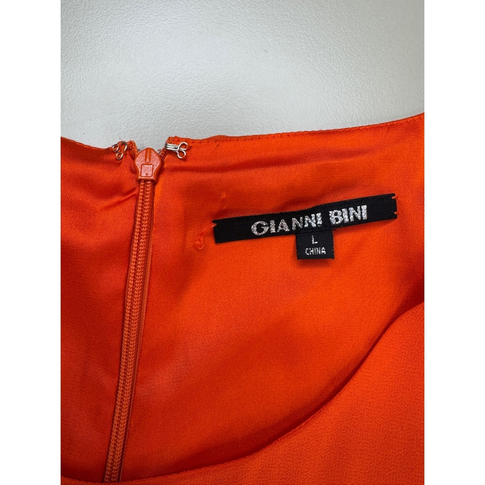 Gianni Bini Maxi Dress Womens L Orange Sleeveless Chiffon Side Slit Formal - Picture 11 of 16